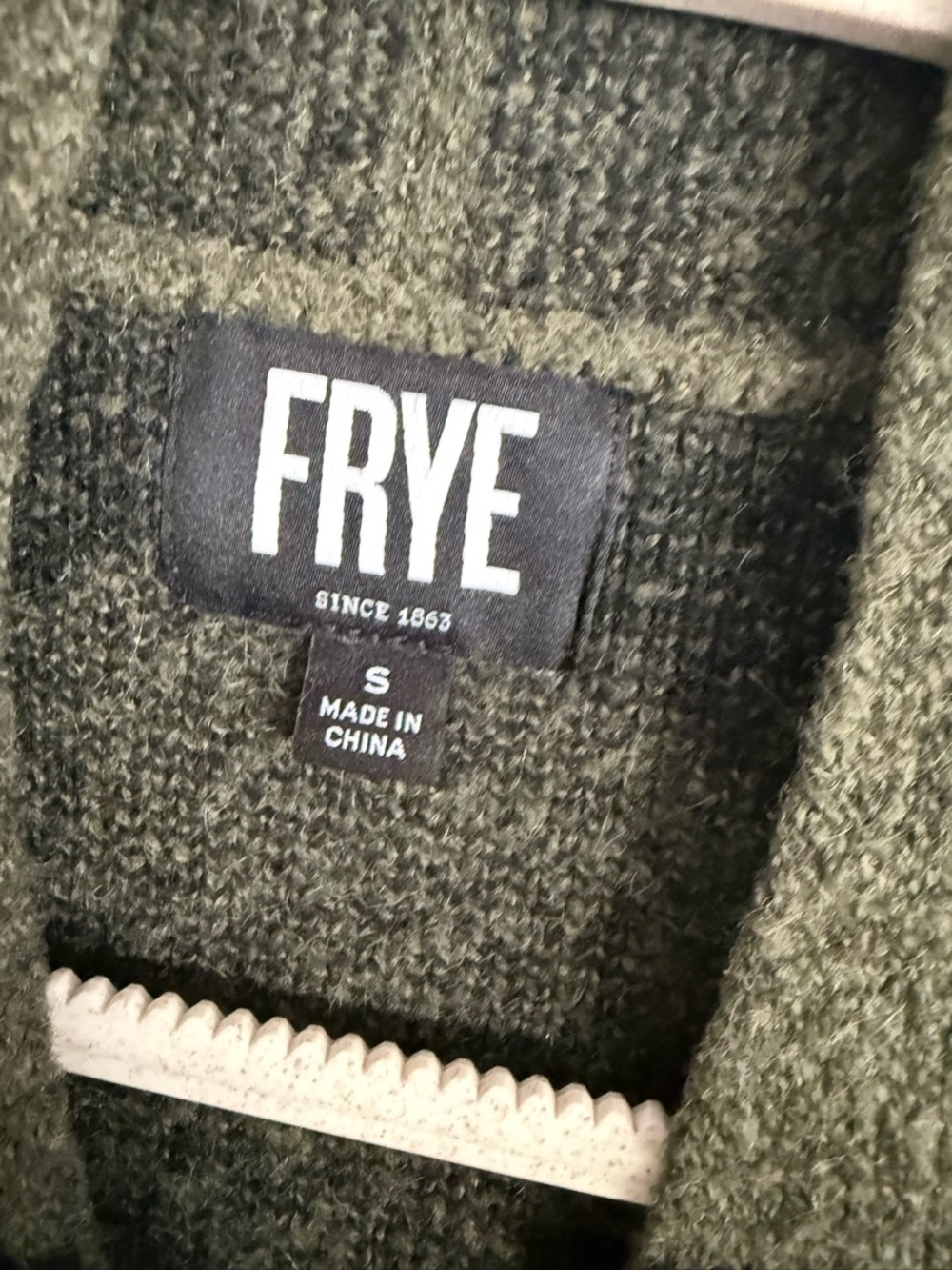 Frye Olive Green Knit Cardigan with Black Label - Picture 3 of 3